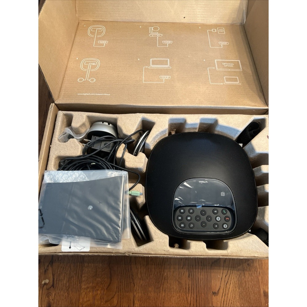 Logitech GROUP Video Conferencing System Complete Open Box Camera Speaker Used